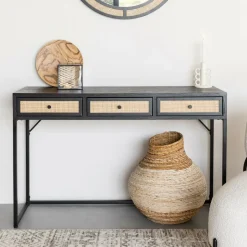 Clearance ZILT Sidetable Abraham Hout en rotan, 120cm