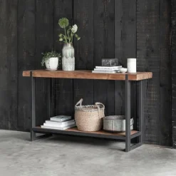 Online DTP Home Sidetable Beam Teakhout, 140cm, kleur Naturel