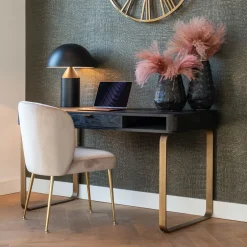 Hot Richmond Interiors Sidetable Blackbone Eikenhout en Staal, 140cm Zwart