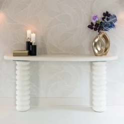 Richmond Interiors Sidetable Bloomstone 170 x 40cm, kleur Wit