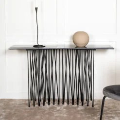 Outlet Nohr Sidetable Danni Marmerlook, 130cm Zwart