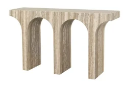 Discount Richmond Interiors Sidetable Dulce Marmer en travertinlook, 140cm Grijs