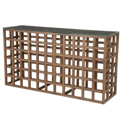 Online Eleonora Sidetable Heras Mangohout en glas, 140cm Bruin