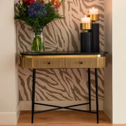 Hot Richmond Interiors Sidetable Ironville Marmer en Brass, 100cm Goud