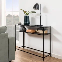 Outlet Bendt Sidetable Lua metaal 100cm, kleur Zwart