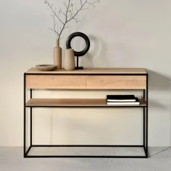 New Ethnicraft Sidetable Monolit Eikenhout, 122cm