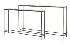 New Light & Living Sidetable Morena Set van 2 stuks, Marmer, kleur Bruin