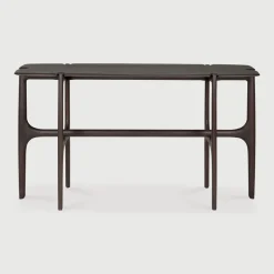 Discount Ethnicraft Sidetable PI Gevernist Teakhout, 140cm, kleur Donkerbruin