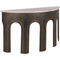 Online Richmond Interiors Sidetable Sanchis Marmer en Brass Antique, 140cm