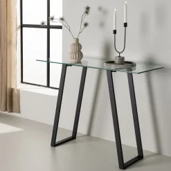 Hot Nohr Sidetable Shequita Glas, 100cm Zwart