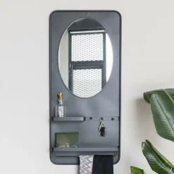 Clearance ZILT Spiegel Jaros Met 2 planken en 3 haakjes, 108 x 53cm