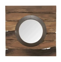 Online MUST Living Spiegel Smile Teakhout, 50 x 50cm Bruin