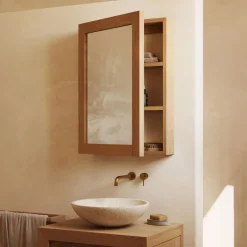 Kave Home Spiegelkast Kenta Teakhout, 50 x 70 cm, kleur Naturel