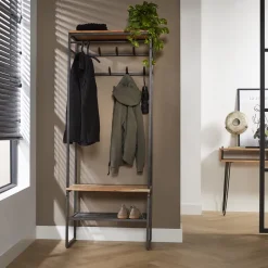 LifestyleFurn Staande Kapstok Kelsie 182 x 70cm, acaciahout Massief acacia naturel