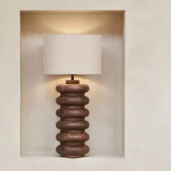 Rivièra Maison Tafellamp Bangli Mangohout, 50cm (excl. kap) Bruin