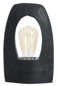 New Light & Living Tafellamp Carini Mangohout, 25cm Zwart