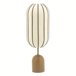 Discount By-Boo Tafellamp Cocoon Linnen en leder, 80cm, kleur Bruin