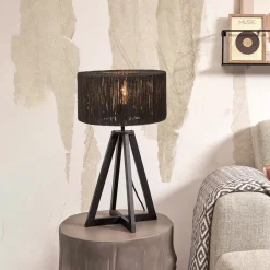 Hot GOOD&MOJO Tafellamp Iguazu 4-poot, Bamboe en jute Zwart