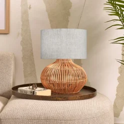 Best GOOD&MOJO Tafellamp Kalahari Rotan en linnen, 48cm
