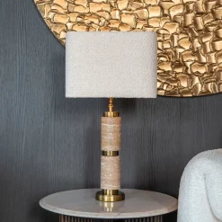 Sale Richmond Interiors Tafellamp Lis Travertin, 36cm hoog Goud