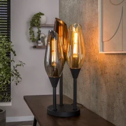 LifestyleFurn Tafellamp Luvia Gemixt glas, 3-lamps