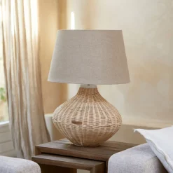 Online Rivièra Maison Tafellamp Novi Gevlochten cane, 48cm (excl. kap) Naturel