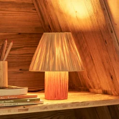 Sale Kave Home Tafellamp Pulmi Raffia, 25cm hoog Naturel