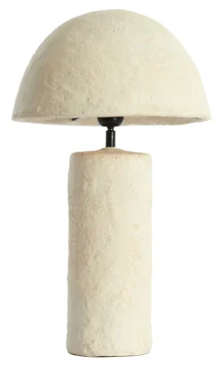 Outlet Light & Living Tafellamp Qazu Papier Maché Cru00e8me