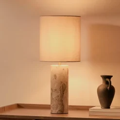 Kave Home Tafellamp Raze Marmer en linnen, incl. kap