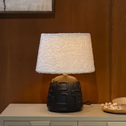 Sale Dutchbone Tafellamp Renzo Bouclé en terracotta, 42cm