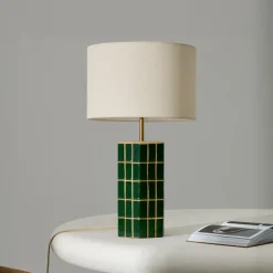 Outlet Kave Home Tafellamp Rue Keramiek incl. kap, kleur / ecru Groen