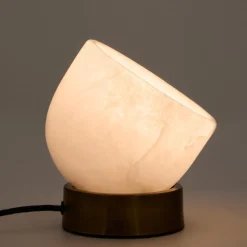 Online Kave Home Tafellamp Shenli Messing en albast, 17cm Wit