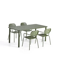 Discount Kave Home Tuinset Brai Met tuintafel en 4 stoelen, 180 x 90cm, kleur Donkergroen