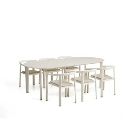 Kave Home Tuinset Erice Met ovale tuintafel en 6 stoelen, 230 x 100cm, kleur Ecru