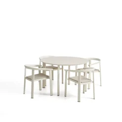 Online Kave Home Tuinset Erice Met tuintafel en 4 stoelen, 120cm, kleur Ecru