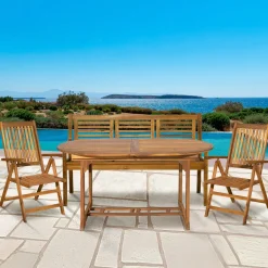 Online Artistiq Living Tuinset Larissa 2 stoelen + 1 bank + 1 uitschuifbare tafel, Acaciahout