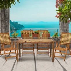 Discount Artistiq Living Tuinset Larissa 4 stoelen + 1 tafel, Acaciahout