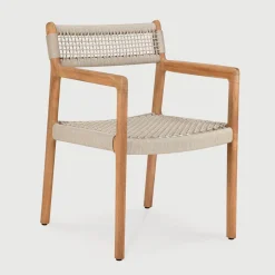 Outlet Ethnicraft Tuinstoel Jack Teak en geweven stof Naturel