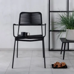 Nohr Tuinstoel Karlene Met armleuning, Polyester touw Zwart