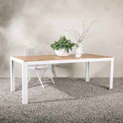 Outlet Nohr Tuintafel Catheryne Acaciahout, 200 x 100cm, kleur Wit Naturel