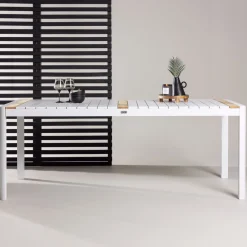 Nohr Tuintafel Lynnetta Aluminium en teakhout, kleur Wit