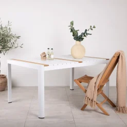 Nohr Tuintafel Lynnetta Aluminium en teakhout, kleur Wit