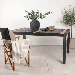 Nohr Tuintafel Lynnetta Aluminium en teakhout, kleur Zwart