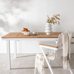 Clearance Nohr Tuintafel Taysha Teakhout, 160/240 x 90cm, kleur Wit