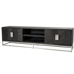 Richmond Interiors TV-meubel Blackbone Eikenhout en Staal, kleur Zwart / Zilver