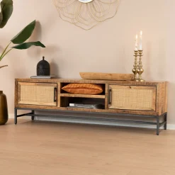 New RENEW TV-meubel Carini Hout en Webbing, 160cm