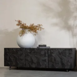 Clearance WOOOD TV-meubel Counter Mangohout, 160cm, kleur Zwart