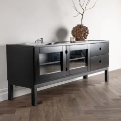 Outlet Nohr TV-meubel Dorthy MDF en staal, 150cm Zwart