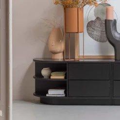 WOOOD TV-meubel Finca Links, Mat zwart, 78cm