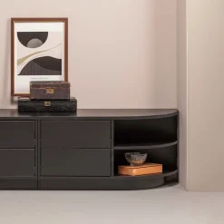 Discount WOOOD TV-meubel Finca Rechts, Mat zwart, 78cm